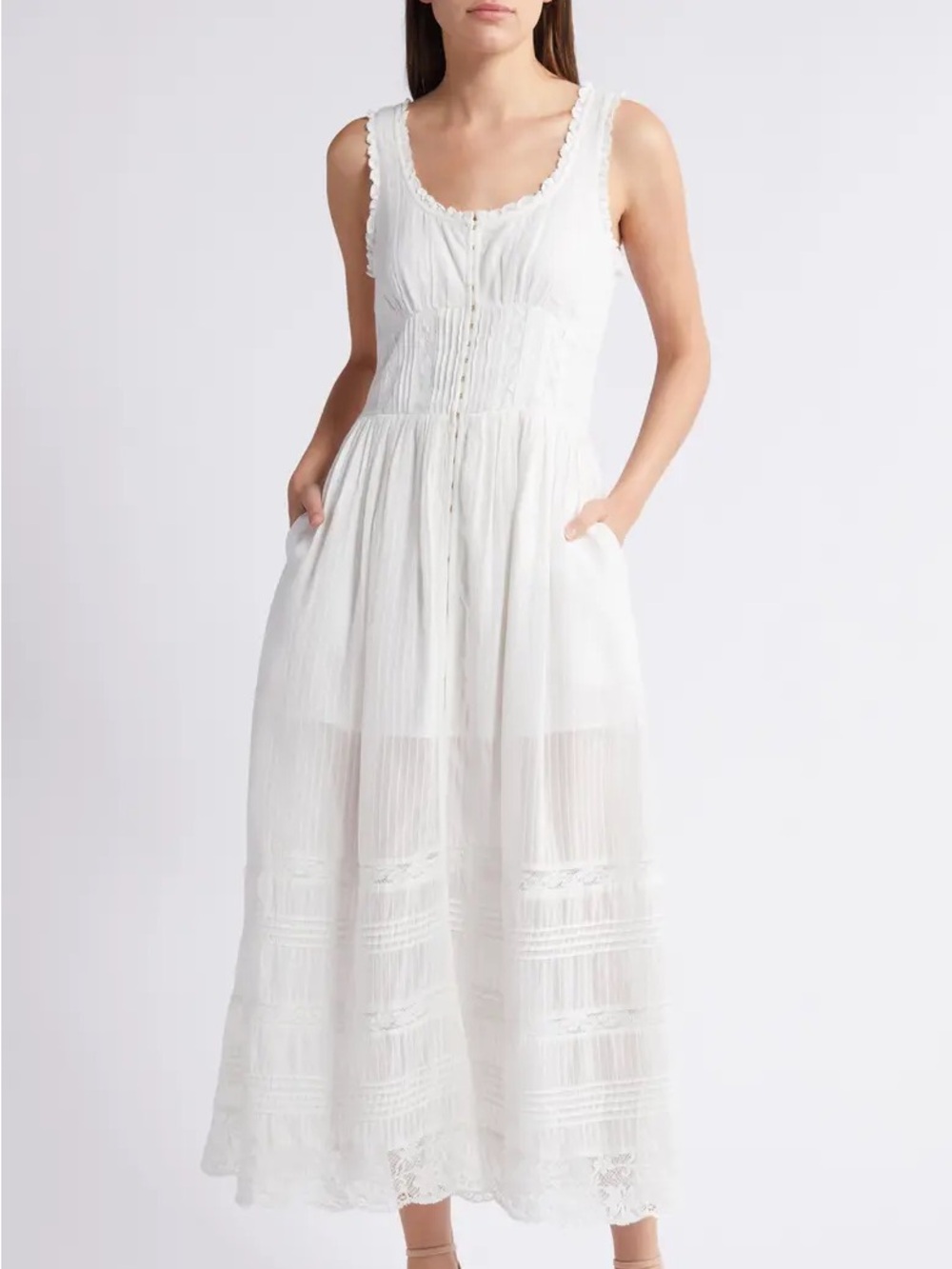 LoveShackFancy Santelle Lace Dress Coastal Cowgirl Cottagecore - Picture 2 of 16